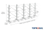 Double-sided galvanised cantilever rack with dimensioning