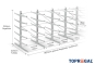 Double-sided galvanised cantilever rack with dimensioning