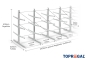Double-sided galvanised cantilever rack with dimensioning