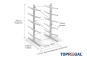 Double-sided galvanised cantilever rack with dimensioning