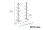 Double-sided galvanised cantilever rack with dimensioning