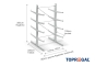 Double-sided galvanised cantilever rack with dimensioning