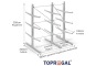 Double-sided galvanised cantilever rack with dimensioning