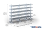 Double-sided galvanised cantilever rack with dimensioning
