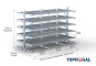 Double-sided galvanised cantilever rack with dimensioning