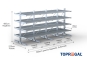 Double-sided galvanised cantilever rack with dimensioning