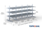 Double-sided galvanised cantilever rack with dimensioning