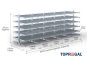 Double-sided galvanised cantilever rack with dimensioning