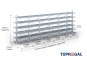 Double-sided galvanised cantilever rack with dimensioning