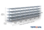 Double-sided galvanised cantilever rack with dimensioning