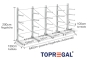 Cantilever rack galvanised on one side with dimensioning