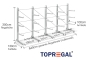 Cantilever rack galvanised on one side with dimensioning