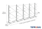 Cantilever rack galvanised on one side with dimensioning
