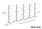 Cantilever rack galvanised on one side with dimensioning