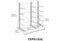 Cantilever rack galvanised on one side with dimensioning