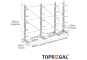 Cantilever rack galvanised on one side with dimensioning