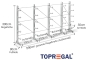 Cantilever rack galvanised on one side with dimensioning