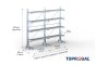 Cantilever rack galvanised on one side with dimensioning