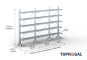 Cantilever rack galvanised on one side with dimensioning
