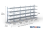 Cantilever rack galvanised on one side with dimensioning