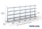 Cantilever rack galvanised on one side with dimensioning