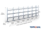 Cantilever rack galvanised on one side with dimensioning
