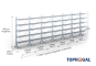 Cantilever rack galvanised on one side with dimensioning