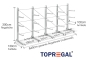 Cantilever rack galvanised on one side with dimensioning