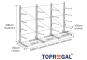 Cantilever rack galvanised on one side with dimensioning