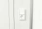 Hall office prefab in the detailed view of the Schuko socket outlet and the light switch (changeover switch)