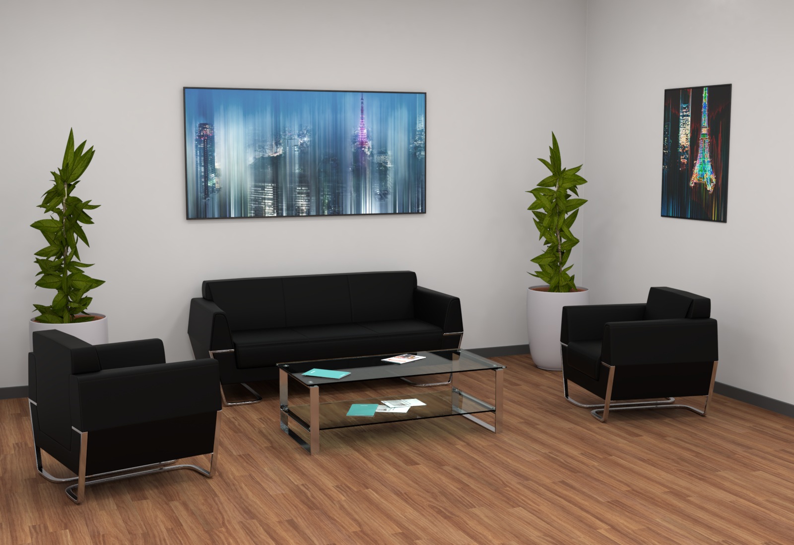 Reception furniture set MATILDA, black, 3-piece seating set