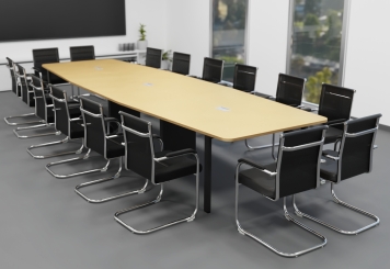 Conference table ELLA480 beige with cable duct for 16–18 people 