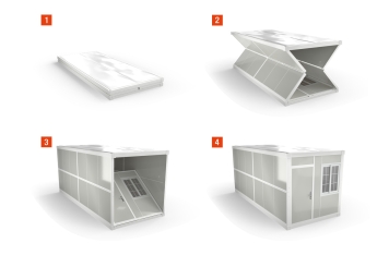 Mobile folding container, office container FALTFIX, B-goods, 2.520 mm x 5.920 mm x 2.650 mm 