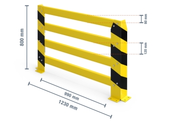 Collision protection, crash protection rail, 1.230 mm long, 800 mm tall 