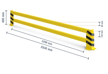 Collision protection, crash protection rail, 2.530 mm long, 400 mm tall 