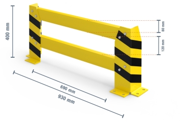 Rack-protection crash protection rail, 93cm long, 40cm high 