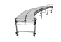 FRB-P5 scissor roller conveyor with PVC rollers from the front with curves