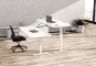 Milla electrically height-adjustable desk white 2000 mm x 800 mm two desks with different height settings Application ex