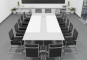 ANJA 360 conference table grey-white in the front view in the application example with 14 chairs