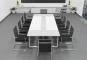 ANJA 280-Set conference table grey-white in front view in the application example with ten chairs