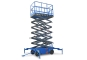 Semi-electric scissor lift SBE1000, load capacity 500 kg in perspective with half-extended scissors