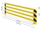 Safety barrier with dimensioning Height 800 mm, total length 2530 mm, length between feet 2290 mm, width of barrier 80 m