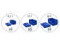 Combination storage box blue RAL 5017 consisting of 5 x 8.5l, 5 x 15l, 5 x 30l