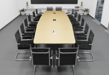 Conference table ELLA480i beige with induction charging station + 16 chairs MARINA 