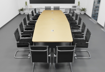 Conference table ELLA480 beige with cable duct for 16–18 people 