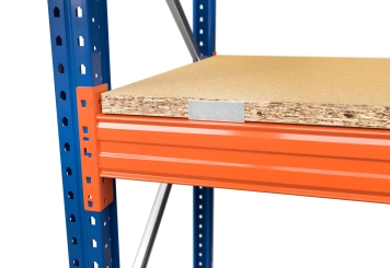 35,5 m pallet racking PR4500 / 110 cm deep / 5,5 m high / 4 levels / rack layer Wood 