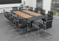 Conference table set ANJA280i in grey-walnut brown with induction charging station + 10 chairs MARINA 