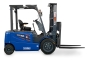 Forklift side view with semi-retracted mast