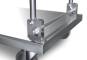 Platform trolley load capacity 150 kg Detailed view of rounded corners and folding device