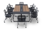 Conference table set ANJA280i in Grey-nut brown with induction charging station + 10 EMMA chairs 